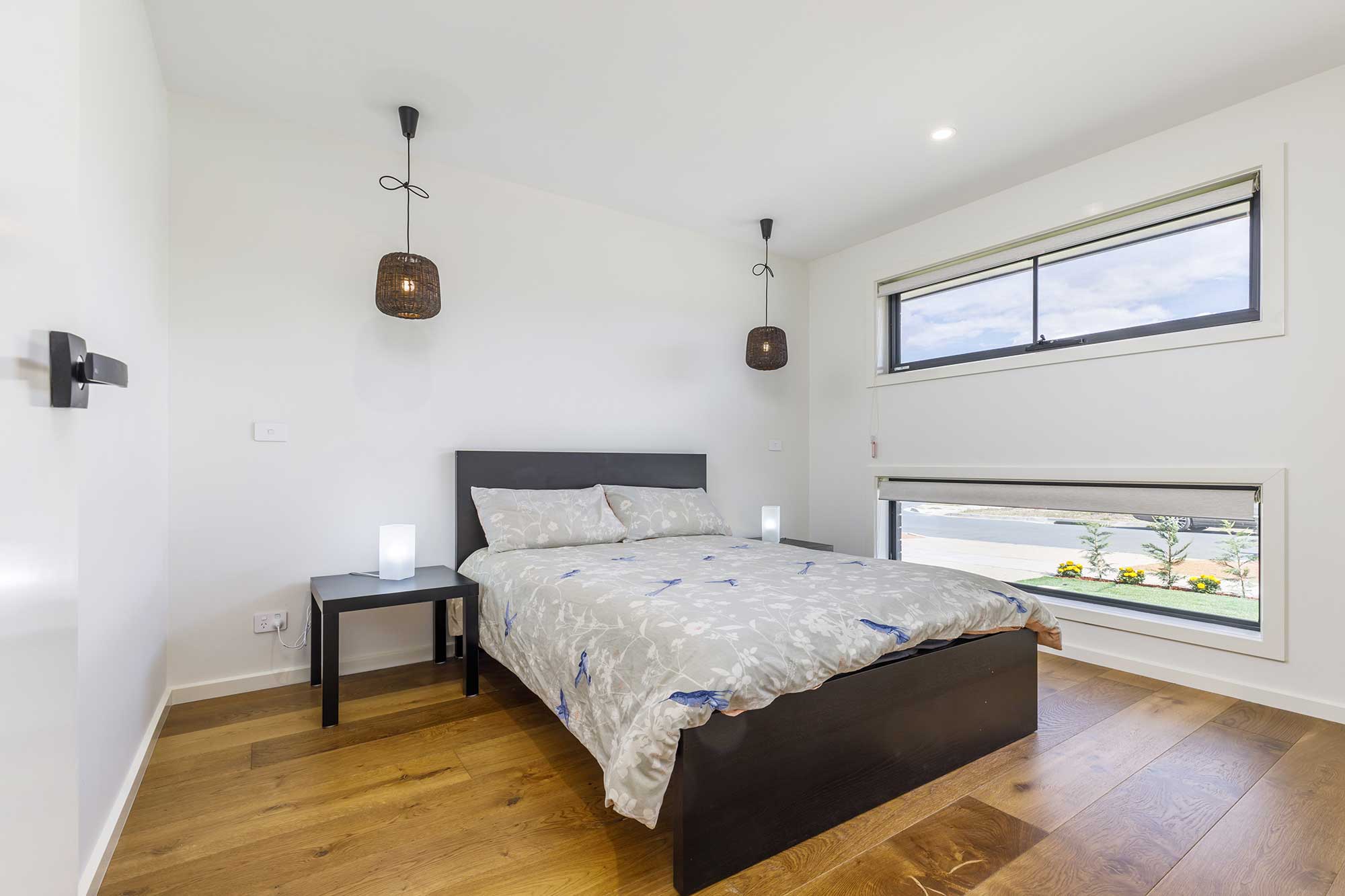 Modern bedroom interior in a custom home build in Taylor, Canberra, designed and completed by CanDo House with contemporary finishes.